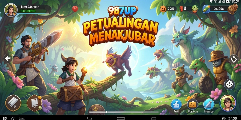 Tangkapan layar gameplay 987UP menampilkan aksi petualangan yang mendebarkan.