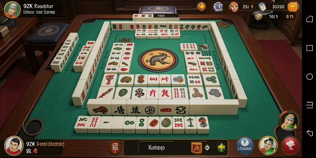Screenshot 9ZK menampilkan momen epic permainan Mahjong.