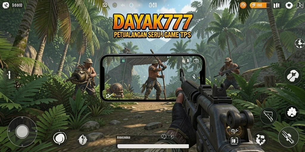 Screenshot menunjukkan aksi intens dalam permainan TPS DAYAK777.