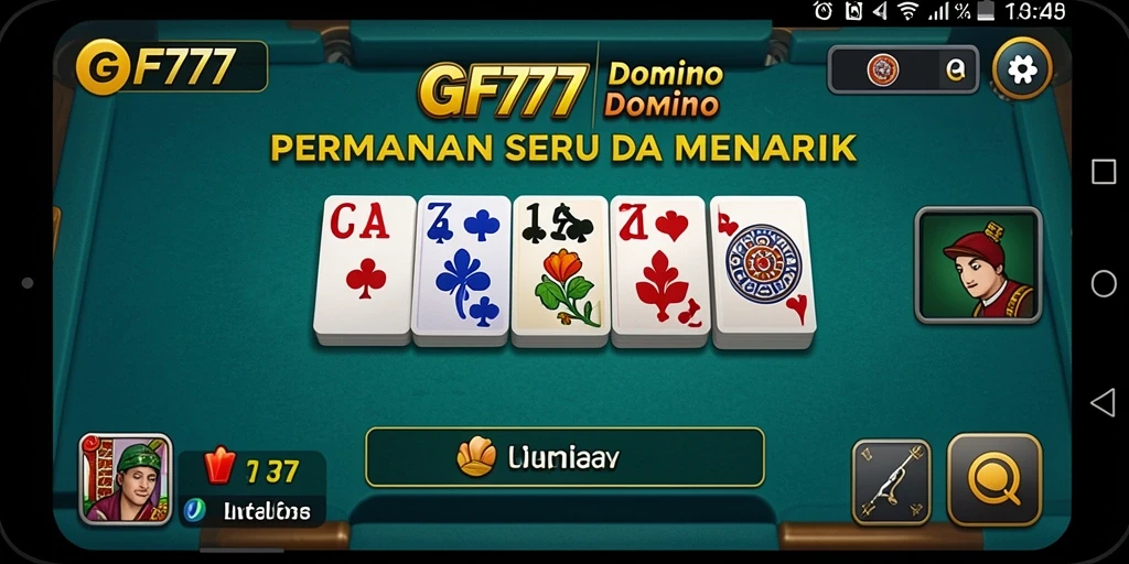 Screenshot ini menunjukkan gameplay seru dari GF777 saat bermain Domino.