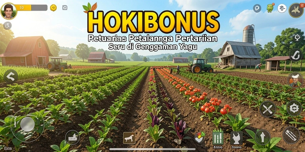 Tampilan gameplay HOKIBONUS yang memukau saat menanami ladang dengan pemanenan yang memuaskan.