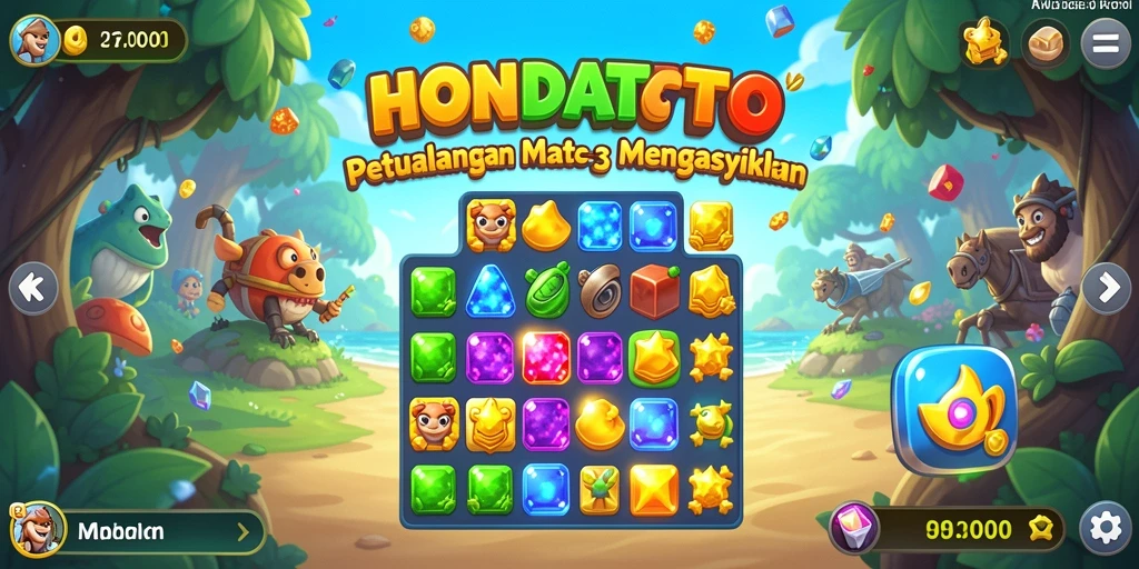 Tampilan gameplay HONDATOTO yang penuh warna dan seru.