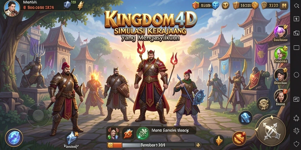 Screenshot KINGDOM4D menunjukkan aksi membangun kerajaan yang dinamis.