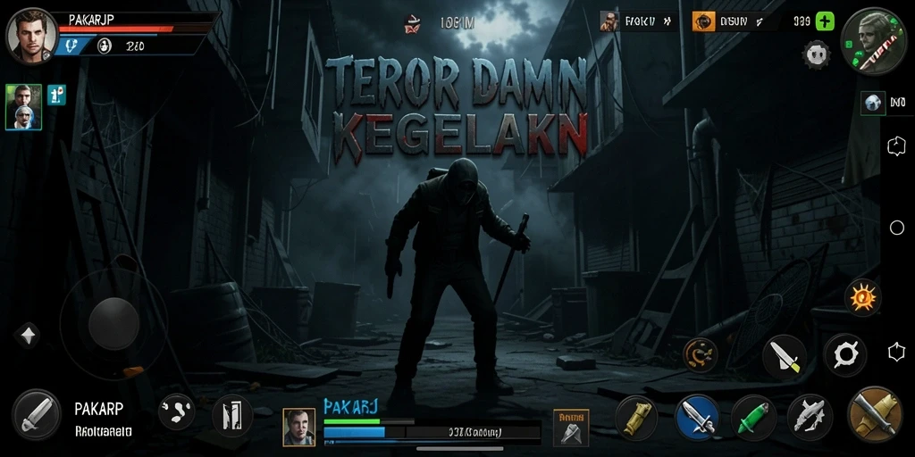 Screenshot PAKARJP menampilkan momen menegangkan saat menjelajahi ruangan gelap.