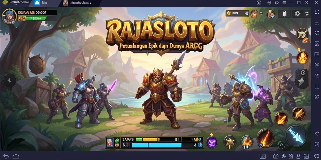 Menampilkan aksi seru dari gameplay ARPG RAJASLOTO.