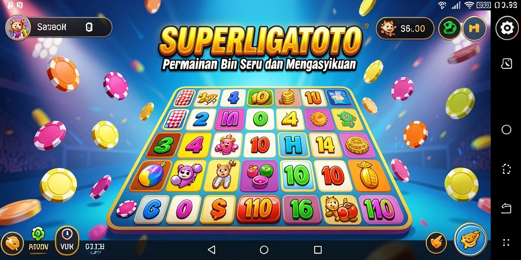 Tampilan gameplay SUPERLIGATOTO dengan kartu Bingo yang menarik.