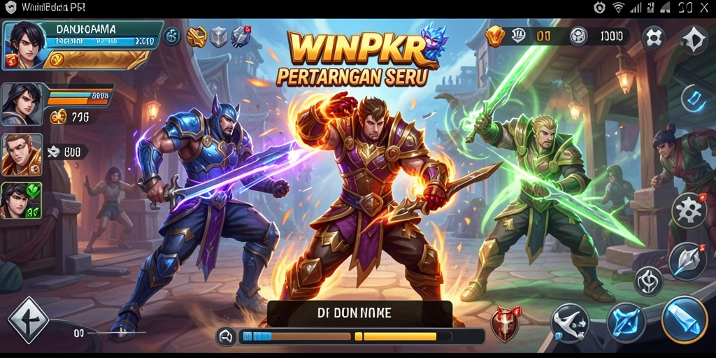 Tampilan arena pertarungan di WINPKR dengan karakter yang siap bertarung.